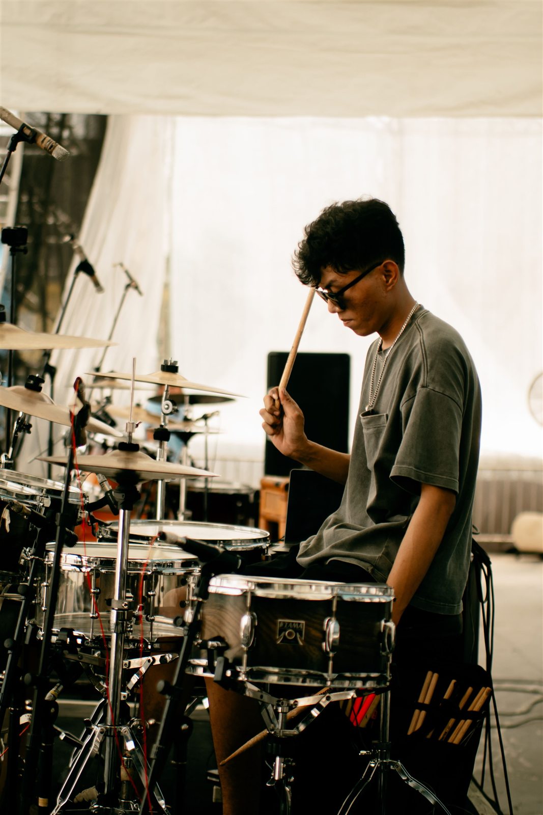 Drum student developing timing and listening skills in Malaysia