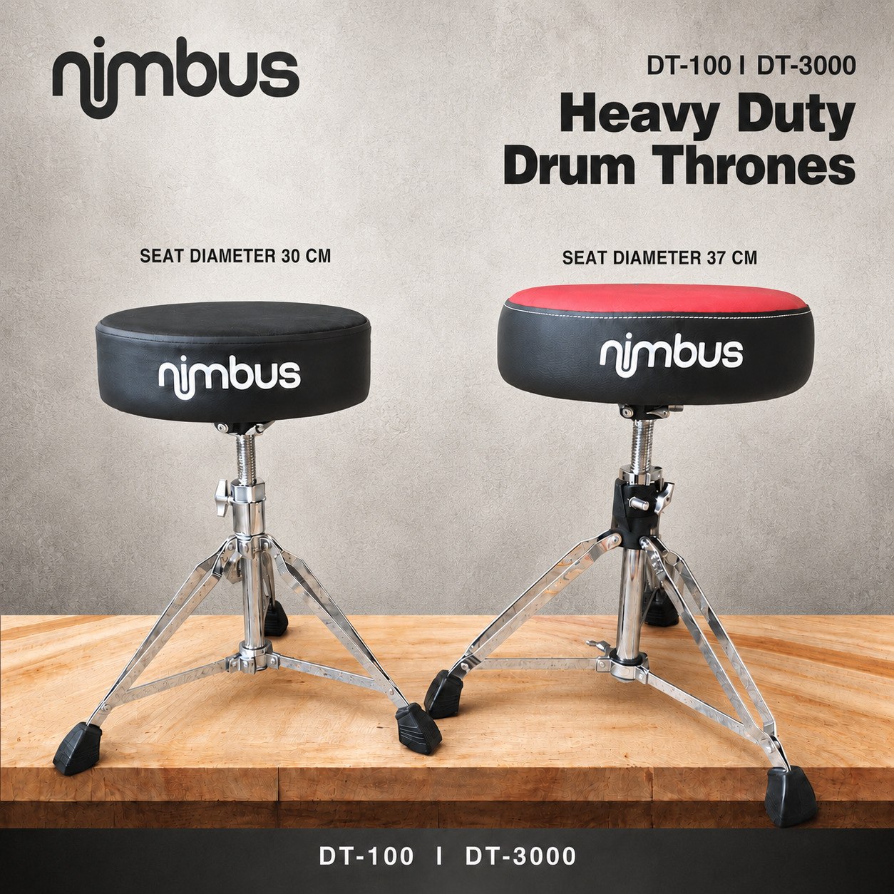 Nimbus DT-100 and DT-3000 heavy-duty drum thrones