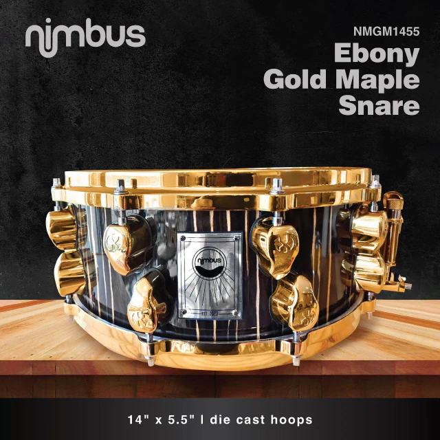 Nimbus Ebony Gold Maple Snare, model NMGM1455