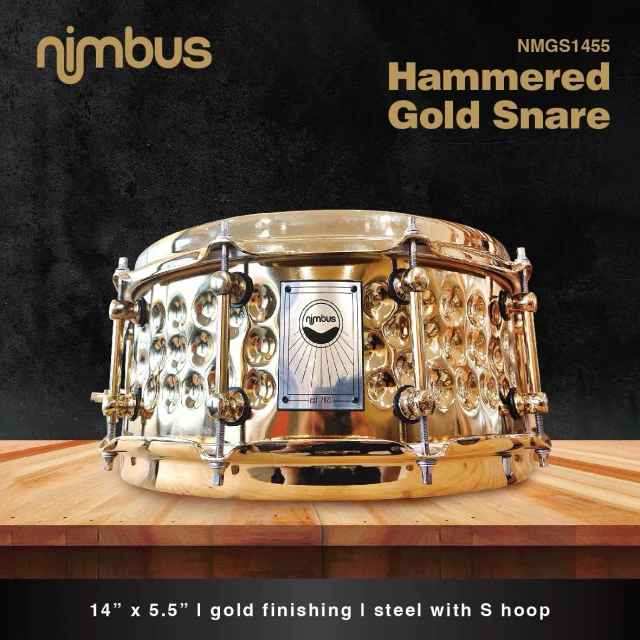 Nimbus Hammered Gold Snare, model NMGS1455