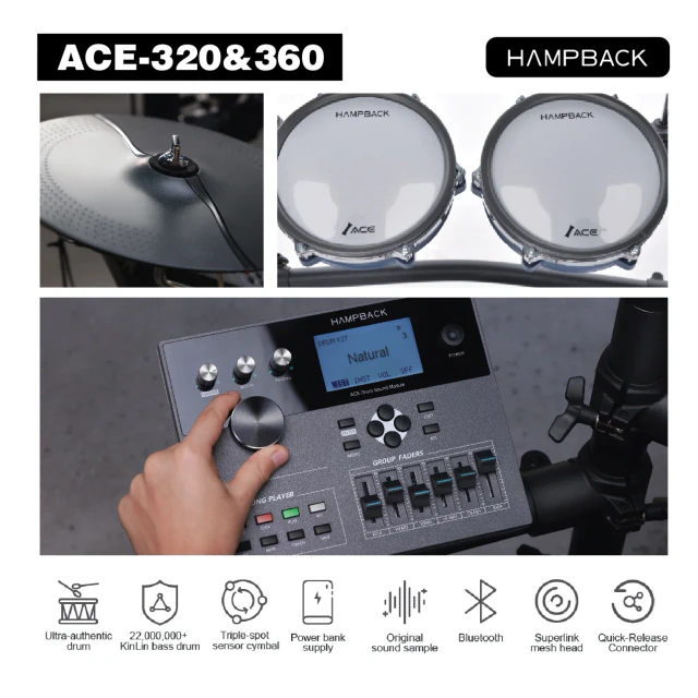 Hampback ACE-360 Digital Drum Kit, view 4