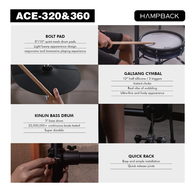 Hampback ACE-360 Digital Drum Kit, view 3