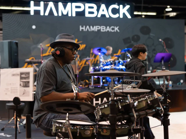Hampback electronic drums on the NAMM exhibition floor