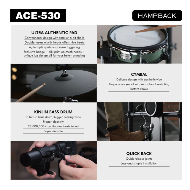 Hampback ACE-530 Digital Drum Kit, view 3
