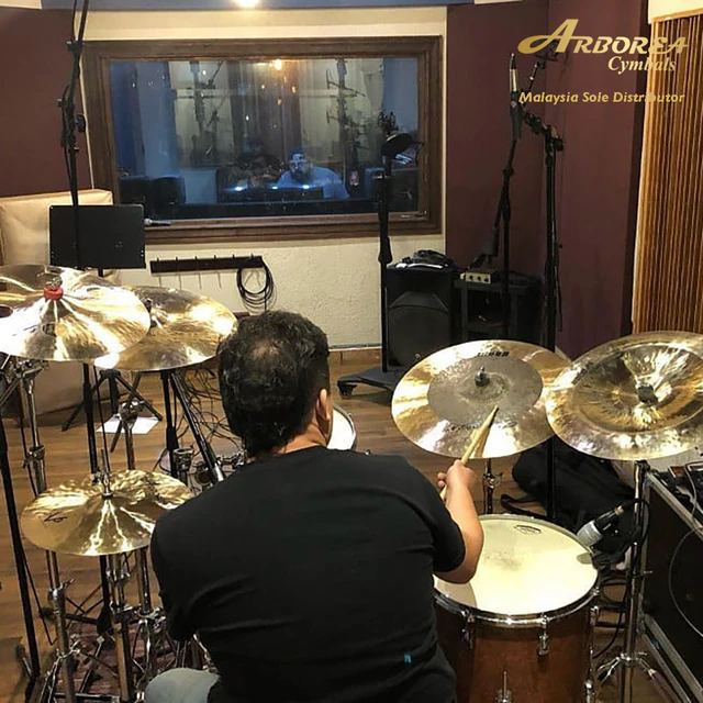 Arborea cymbals in a real drum setup, view 6