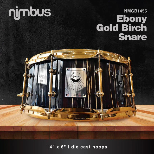 Nimbus Ebony Gold Birch Snare, model NMGB1465