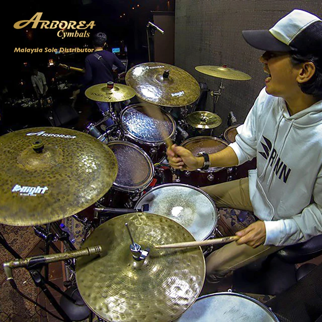 Arborea cymbals in a real drum setup, view 7